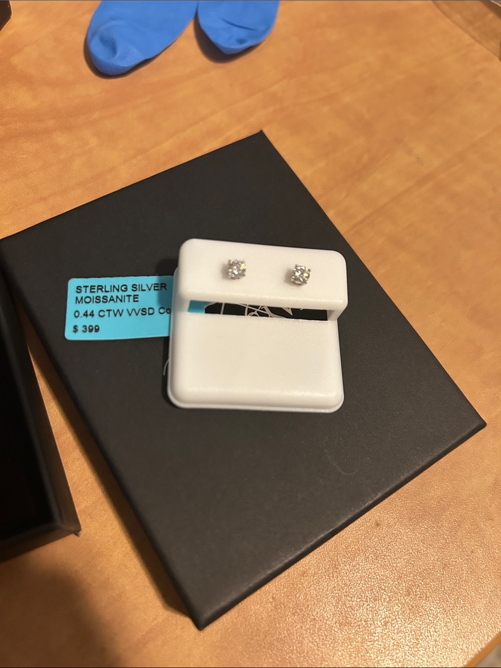 Sterling Silver Moissanite Stud Earrings in White